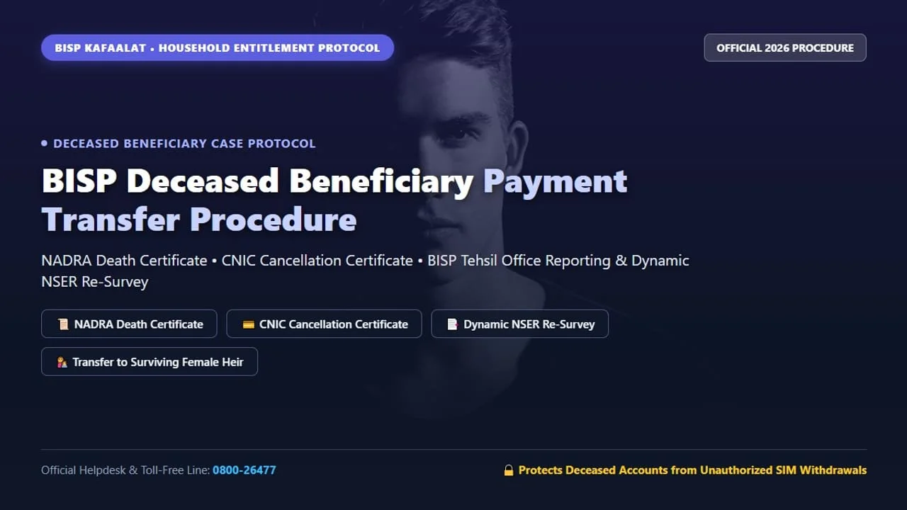 Official legal heir paperwork for transferring deceased beneficiary BISP stipend
