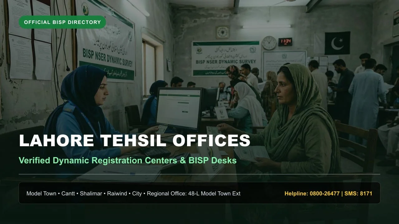 Lahore Tehsil registration office building for BISP survey and beneficiary assistance