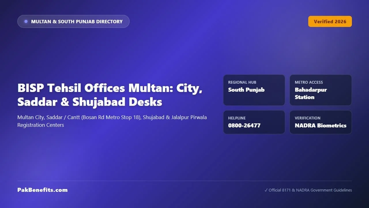 Multan public service administrative building offering BISP dynamic survey registration