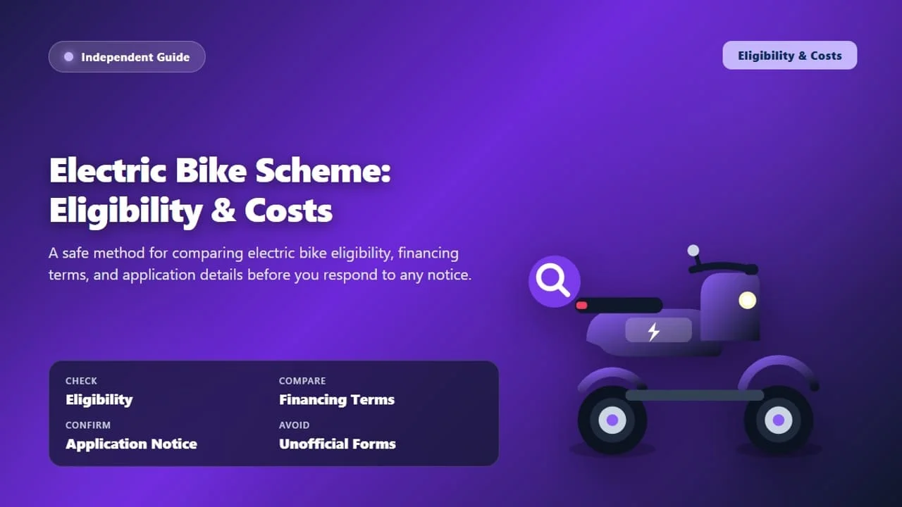 Electric bike scheme eligibility guide illustration of an electric scooty for comparing costs and application notices